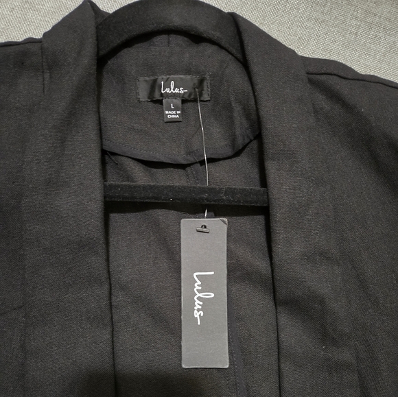 LULUS Miss Punctuality Lightweight Linen Blend Blazer In Black Size Large - Picture 11 of 12